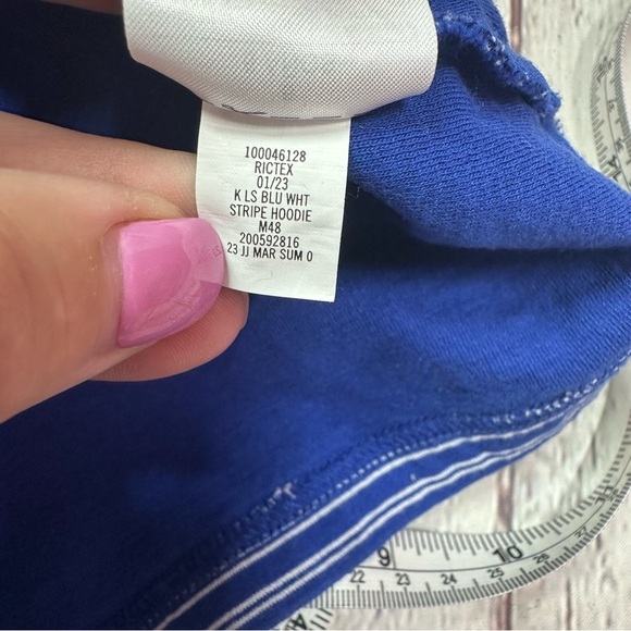 Janie and Jack Blue White Striped Hoodie sz 5Y cotton blend nautical classic - Picture 5 of 6